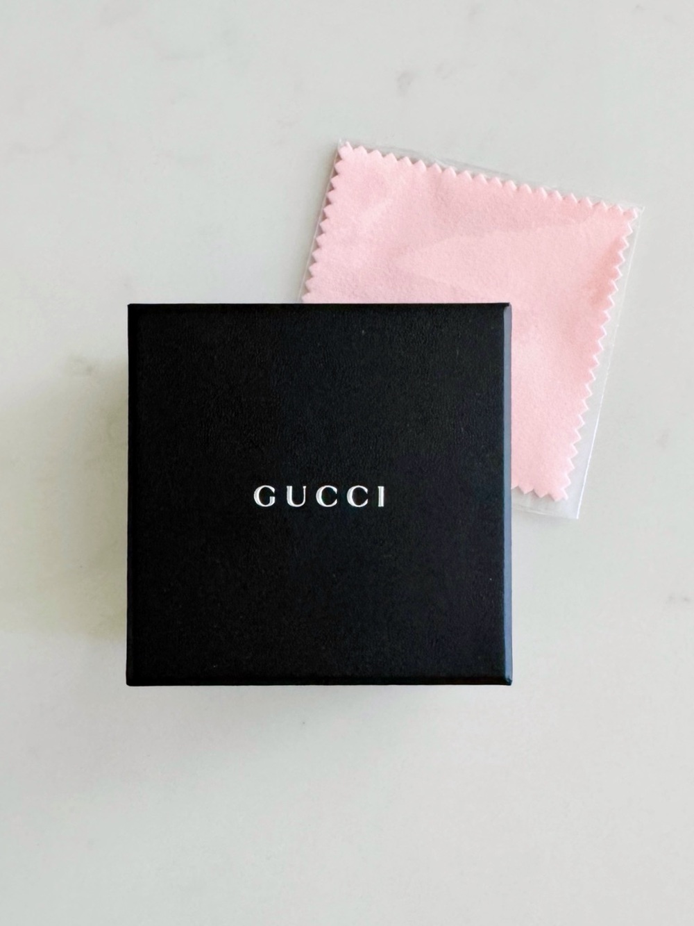 GUCCI Small Square Luxury Gift Box, Soft Matte Black & Silver Foil Logo